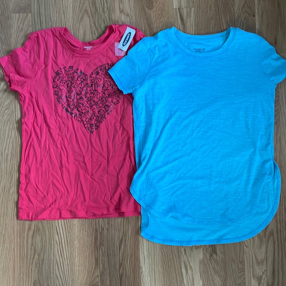 Two Old Navy girls t shirts, both unworn, one is new with tags.